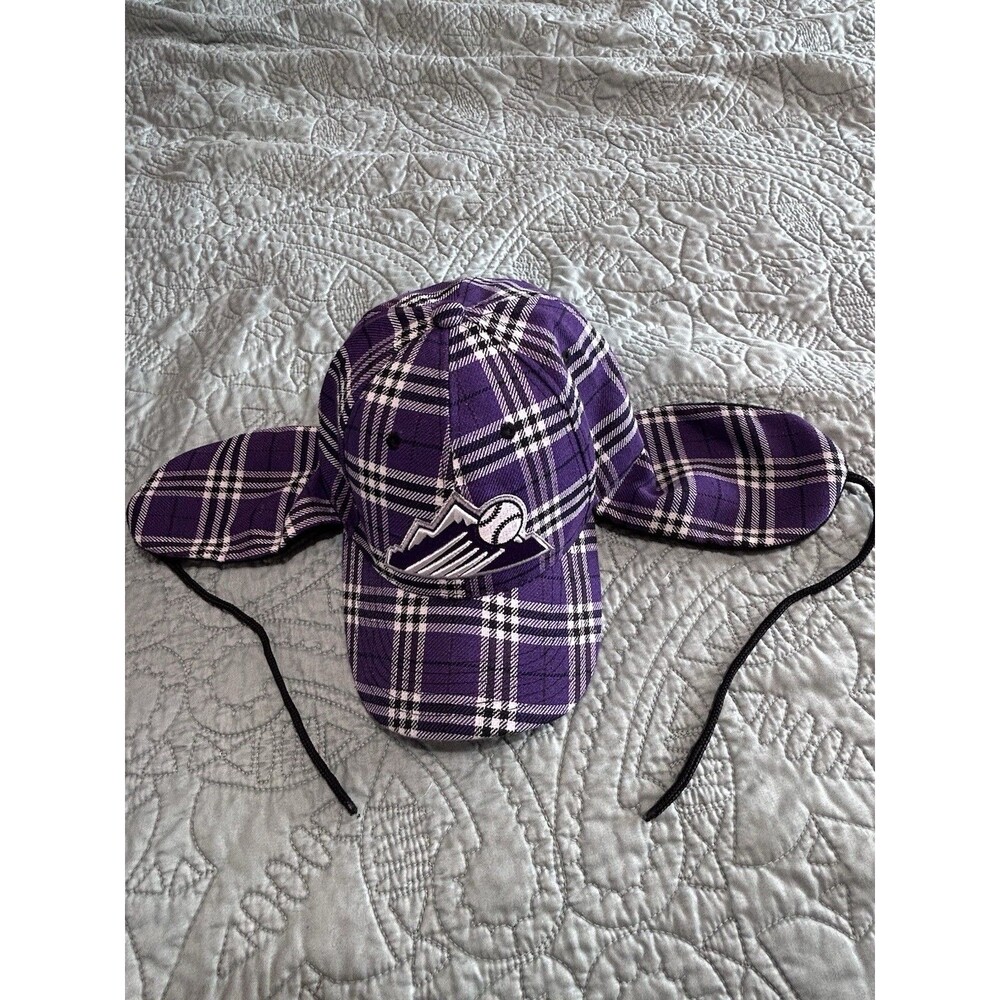 Colorado Rockies Purple Plaid Downflap Ear Flaps Hat Snapback MLB Melon Wear